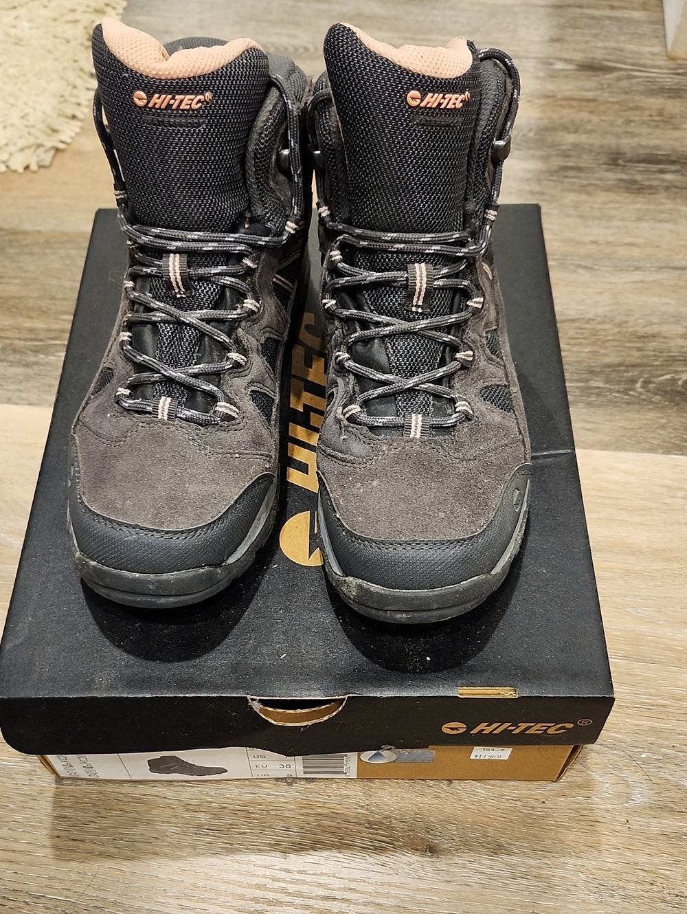 Hi-Tec Womens Charcoal Gray Hiking Boots with Light Pink Lining